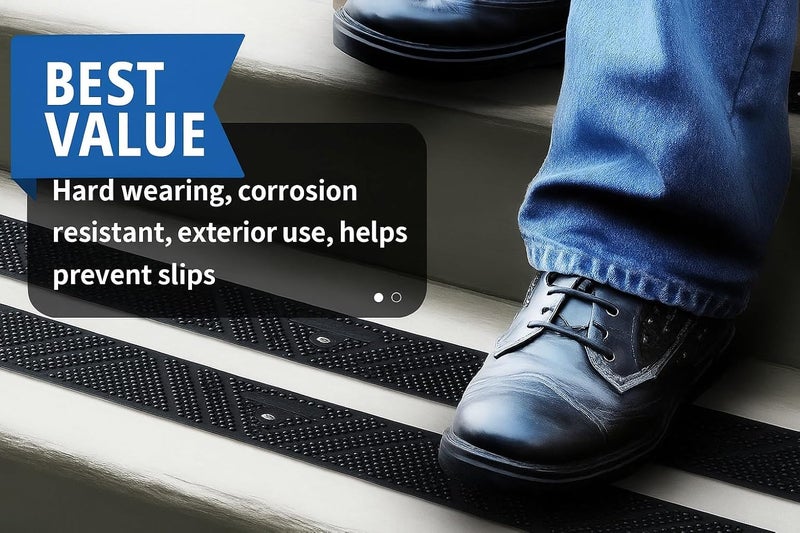 GreenTec 5 Pack 24" x 2" (600mm x 50mm) Non-Slip Decking Strips | Hard Wearing Polypropylene with Fixings | Outdoor Safety for Decks, Steps & Ramps | 10+ Year Lifespan (Black) - Image 5